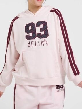 Nwt Delias*s pink and maroon stripe hoodie size medium